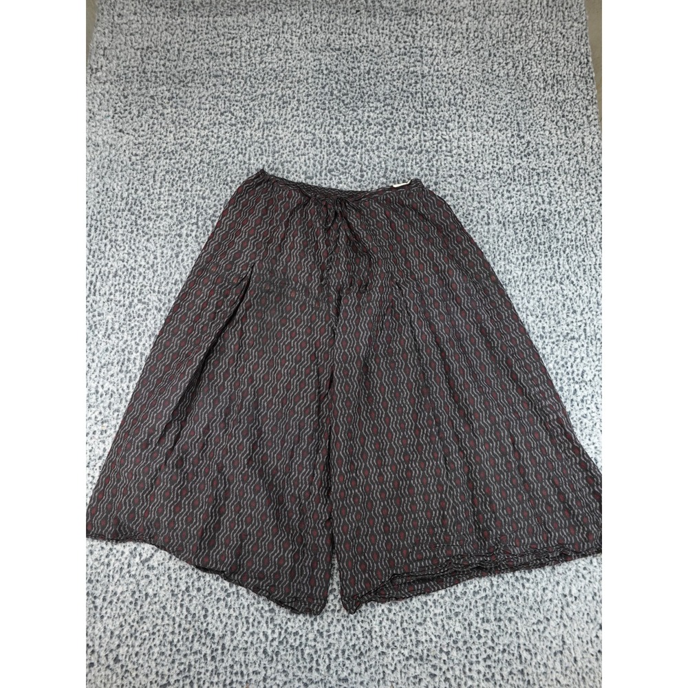 Good Earth Bulbul Wide Leg Pants Womens M/L Black Red Silk Cotton Ikat Boho